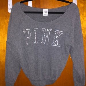PINK off shoulder sweater/hoodie